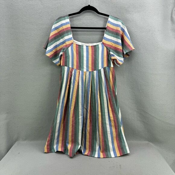 Madewell Square-Neck Mini Dress in Festival Stripe Size S - Picture 4 of 11